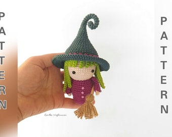 Cute Little Witch Doll - PDF Crochet Amigurumi Witch Pattern / Photo Tutorial, Halloween Witch Pattern, Doll Witch Hat