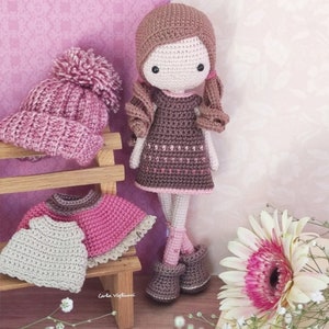 Doll Sophie, crochet amigurumi doll, crochet doll with removable clothes, doll with outfits, PATTERN ONLY image 2