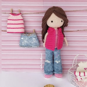 Doll Elin, crochet amigurumi doll, crochet doll with removable clothes, doll with outfits, PATTERN ONLY image 8