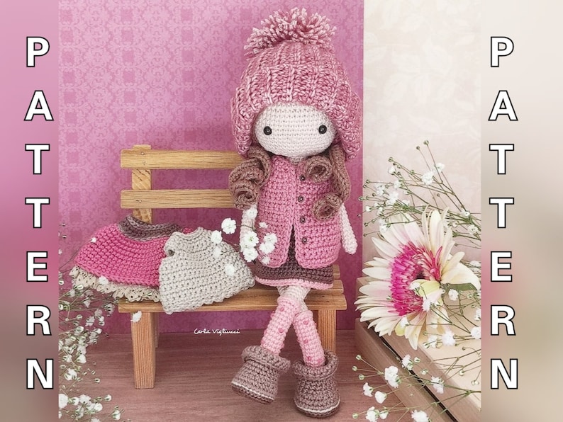 Doll Sophie, crochet amigurumi doll, crochet doll with removable clothes, doll with outfits, PATTERN ONLY image 3