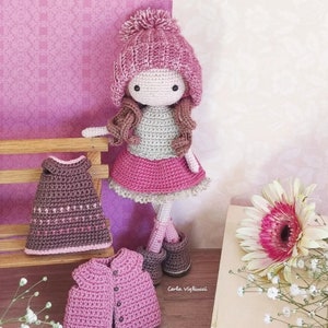 Doll Sophie, crochet amigurumi doll, crochet doll with removable clothes, doll with outfits, PATTERN ONLY image 4