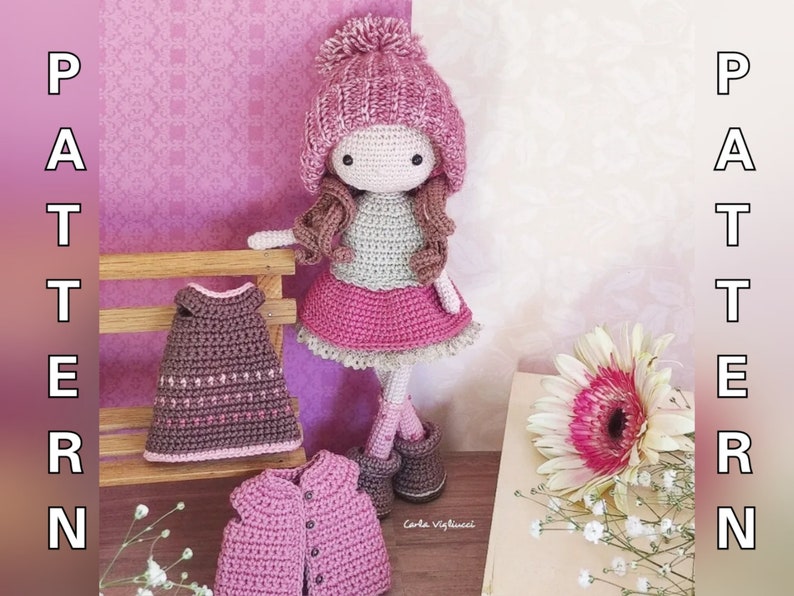 Doll Sophie, crochet amigurumi doll, crochet doll with removable clothes, doll with outfits, PATTERN ONLY image 4