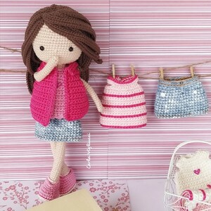 Doll Elin, crochet amigurumi doll, crochet doll with removable clothes, doll with outfits, PATTERN ONLY image 10
