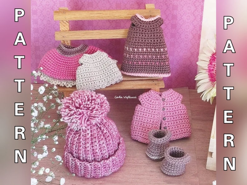 Doll Sophie, crochet amigurumi doll, crochet doll with removable clothes, doll with outfits, PATTERN ONLY image 10