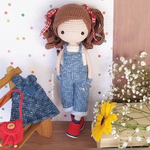 Doll Lily, crochet amigurumi doll, crochet doll with removable clothes, doll with outfits, PATTERN ONLY