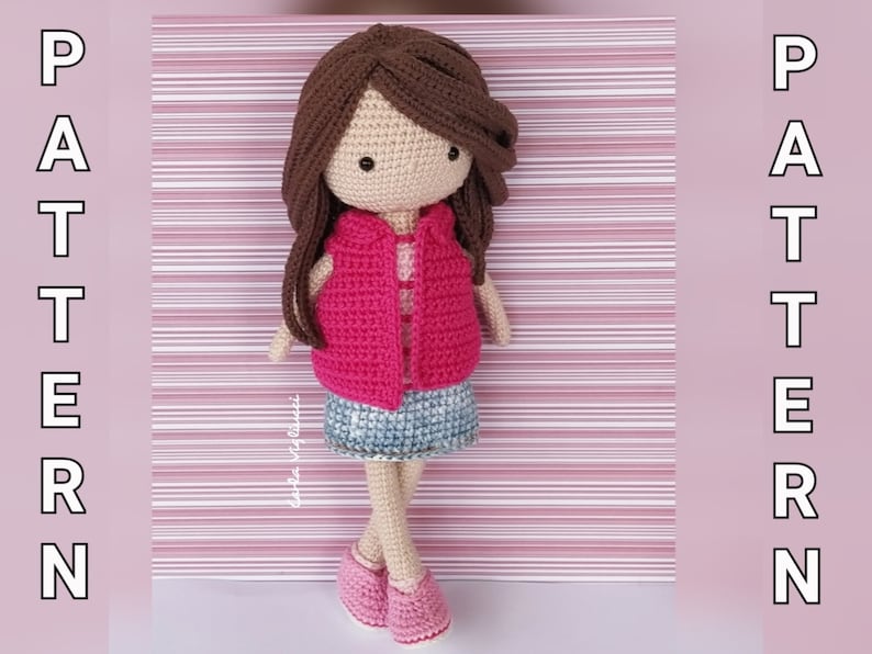 Doll Elin, crochet amigurumi doll, crochet doll with removable clothes, doll with outfits, PATTERN ONLY image 6