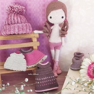 Doll Sophie, crochet amigurumi doll, crochet doll with removable clothes, doll with outfits, PATTERN ONLY image 6