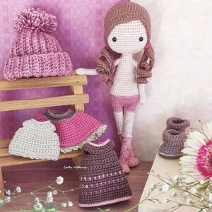 Doll Sophie, crochet amigurumi doll, crochet doll with removable clothes, doll with outfits, PATTERN ONLY image 6