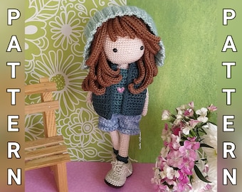 Kim, crochet amigurumi doll, crochet doll with removable clothes, doll with outfits, PATTERN ONLY