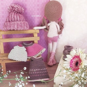 Doll Sophie, crochet amigurumi doll, crochet doll with removable clothes, doll with outfits, PATTERN ONLY image 7