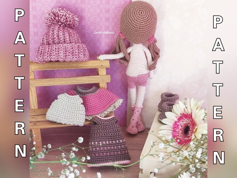 Doll Sophie, crochet amigurumi doll, crochet doll with removable clothes, doll with outfits, PATTERN ONLY image 7