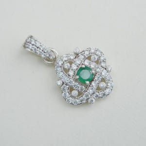 Natural Emerald Diamond Pendant - 14k Solid Gold Pendant - Wedding Bridal Pendant - Emerald Gift Pendant