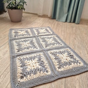 Crocheted Openwork carpet for the living room. Cotton carpet. Hand-crochet carpet. Handmade carpet.