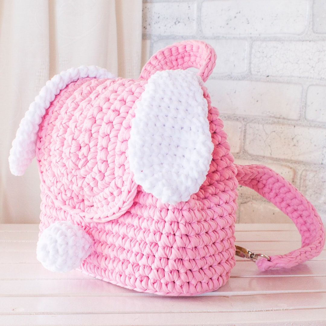 Kids Backpack Rabbit. Crochet Children's Backpack in the Form of a