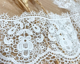 Off white Crochet lace trim bridal lace scarves lace trim Wedding Dress Accessories by yard