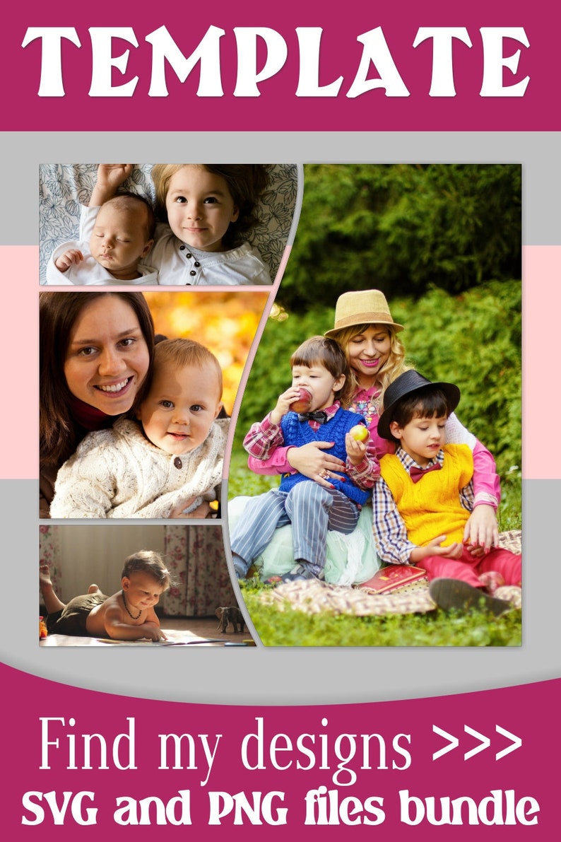 Photo Collage Template or Digital Scrapbooking Layout Bundle - Etsy