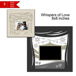 Sussurros de Amor - Caixa de Sombra SVG - Moldura de Fotos 3D em Camadas - Arte Artesanal de Casamento para Máquinas de Corte / Modelo de Presente Faça Você Mesmo