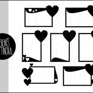 Herz Rahmen SVG Bundle - Bilderrahmen. Schnitt Dateien für Cricut und PNG Clipart Vorlagen, Scrapbook Photoshop Overlay.