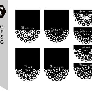 Danke-Karte SVG, DXF eps, png Dateien bündeln. Lace faltbare Grußkartenvorlage für Cricut oder Silhouette.