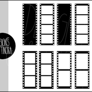 Puede incluir: Conjunto de nueve marcos de película en blanco y negro con corazones blancos alrededor de los bordes. Los marcos son rectangulares y tienen tres líneas horizontales dentro de cada marco.