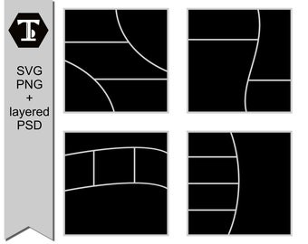 Digital scrapbooking layout or photo collage template, bundle 2 - SVG, PNG and layered PSD files, 12x12