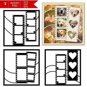 Decoratieve 12 x 12 paginalay-outsjablonen voor meerdere foto's - DIY-fotocollageset van 4 ontwerpen, gelaagde PSD-bestanden + vector SVG inbegrepen