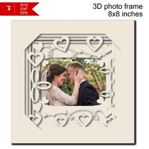 Eternal Moments - 3D Shadow Box SVG Design dla portretów ślubnych - Warstwowa ramka na zdjęcia - Sztuka rzemieślnicza dla maszyn tnących / Szablon prezentu DIY