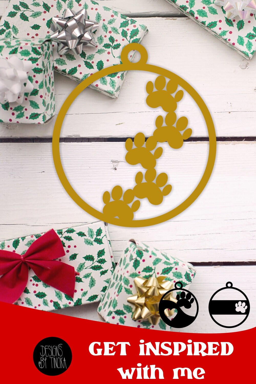 Download Paw print Christmas ornament SVG bundle. | Etsy