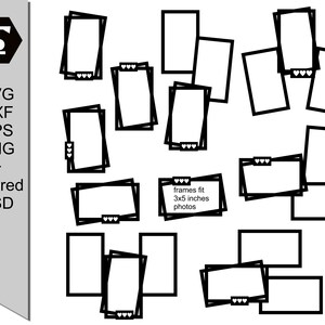 3x5 Inches Simple Photo or Collage Frame Scrapbook Templates Bundle ...