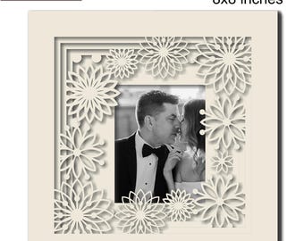 Marco de fotos de boda con diseño de caja de sombra 3D SVG (8 x 8 pulgadas) (Descarga digital)
