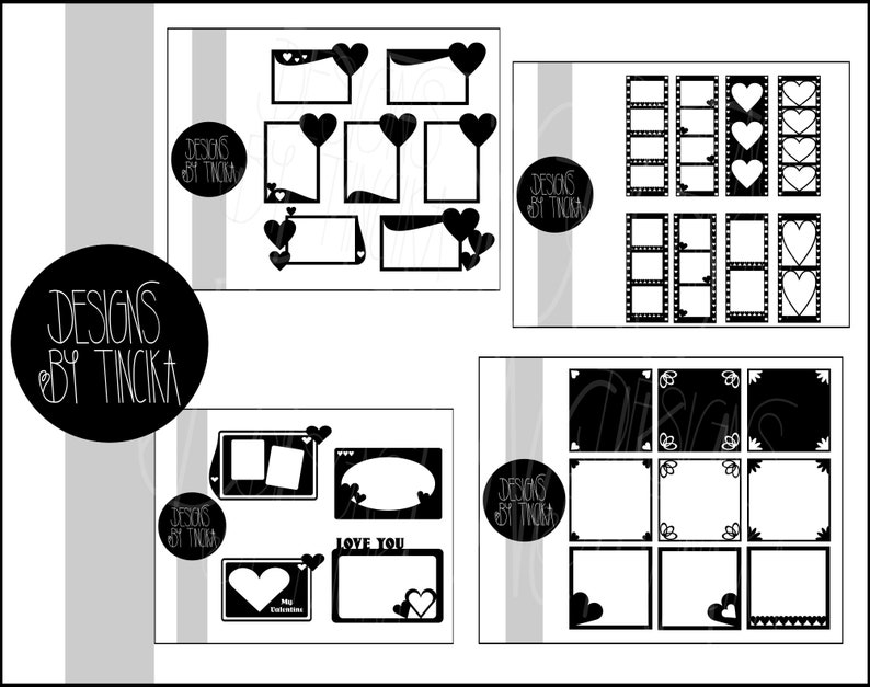 Heart Frame SVG Scrapbook Overlay 4 Pack Bundle. Etsy