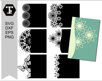 Floral Card Template SVG Bundle – Lace, Butterfly, Snowflake Designs (Digital Download)