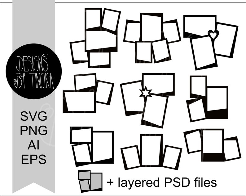 3 and 5 Picture Collage Frames Bundle SVG Files for Cricut Etsy