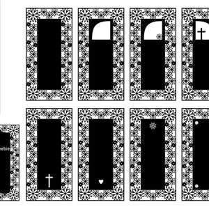 8 Erinnerungs Lesezeichen SVG, dxf, png, eps DIY Vorlagen Bundle. Set von Lesezeichen/Gebetskarten-Schnittdateien, verziert mit floraler Borte.
