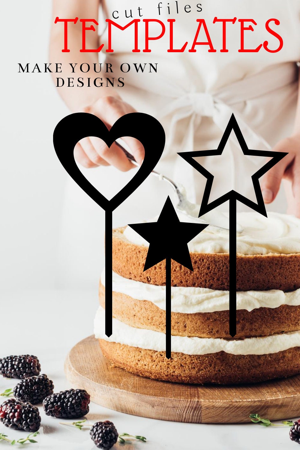 Shaker cake topper templates bundle comes with 8 shapes.