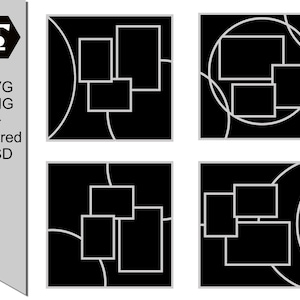 Layout per scrapbooking digitale - modello di collage fotografico, bundle 18, file SVG, PNG e PSD a strati, foto da 12x12 pollici, 4x6 e 3x4 pollici