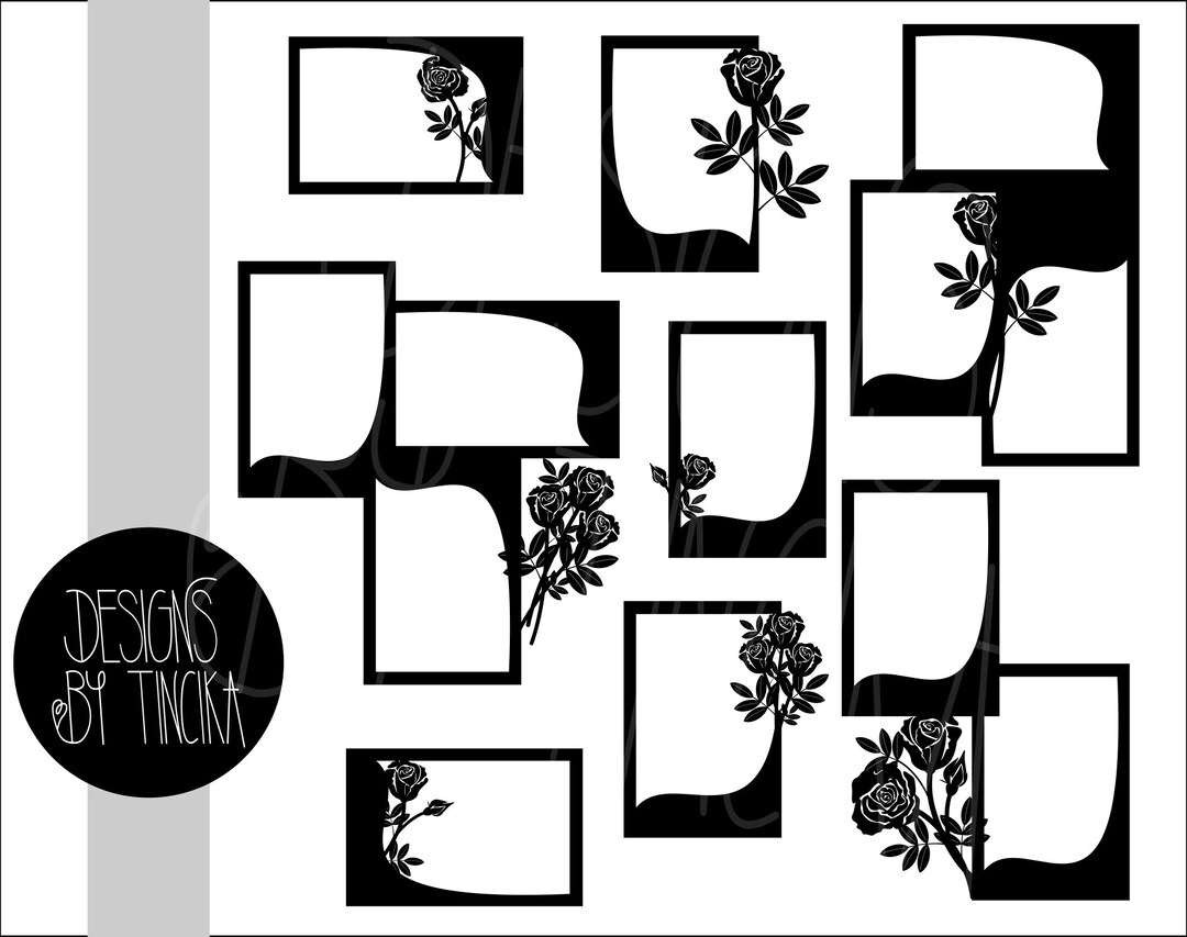 Roses SVG PNG Picture Frames Bundle. Single Picture or Collage Frames