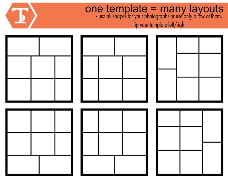 Scrapbooking Collage Templates: Multi-photo Grid, 12x12 Layout (SVG ...