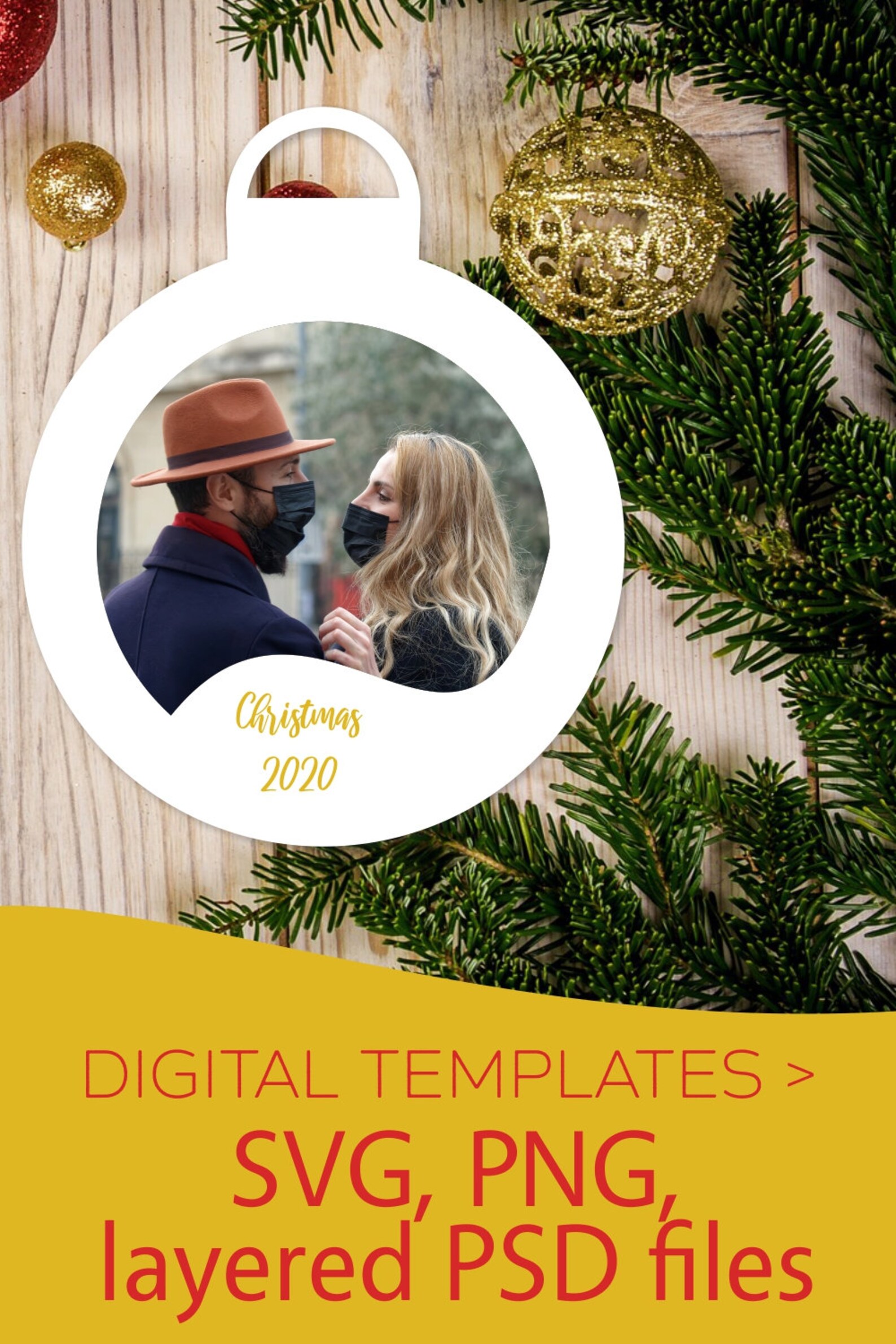 Picture Frame Christmas Ornament SVG, PNG, Layered PSD Files, a Bundle ...
