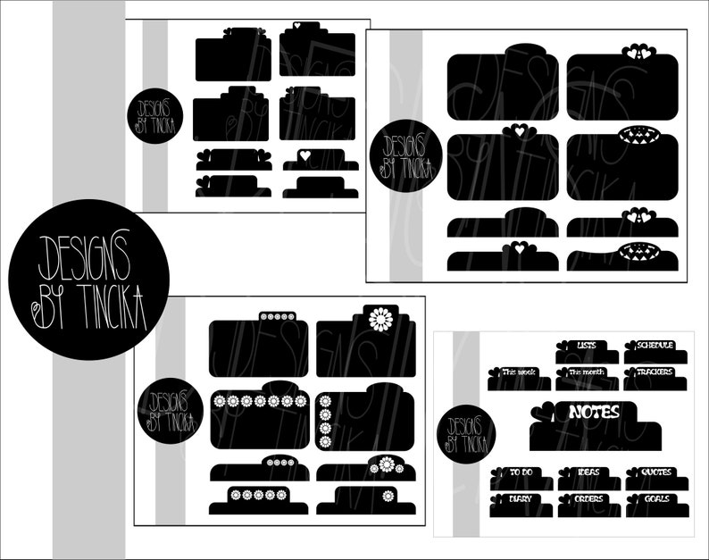 Scrapbooking Divider and Page Tabs Templates SVG and PNG Etsy