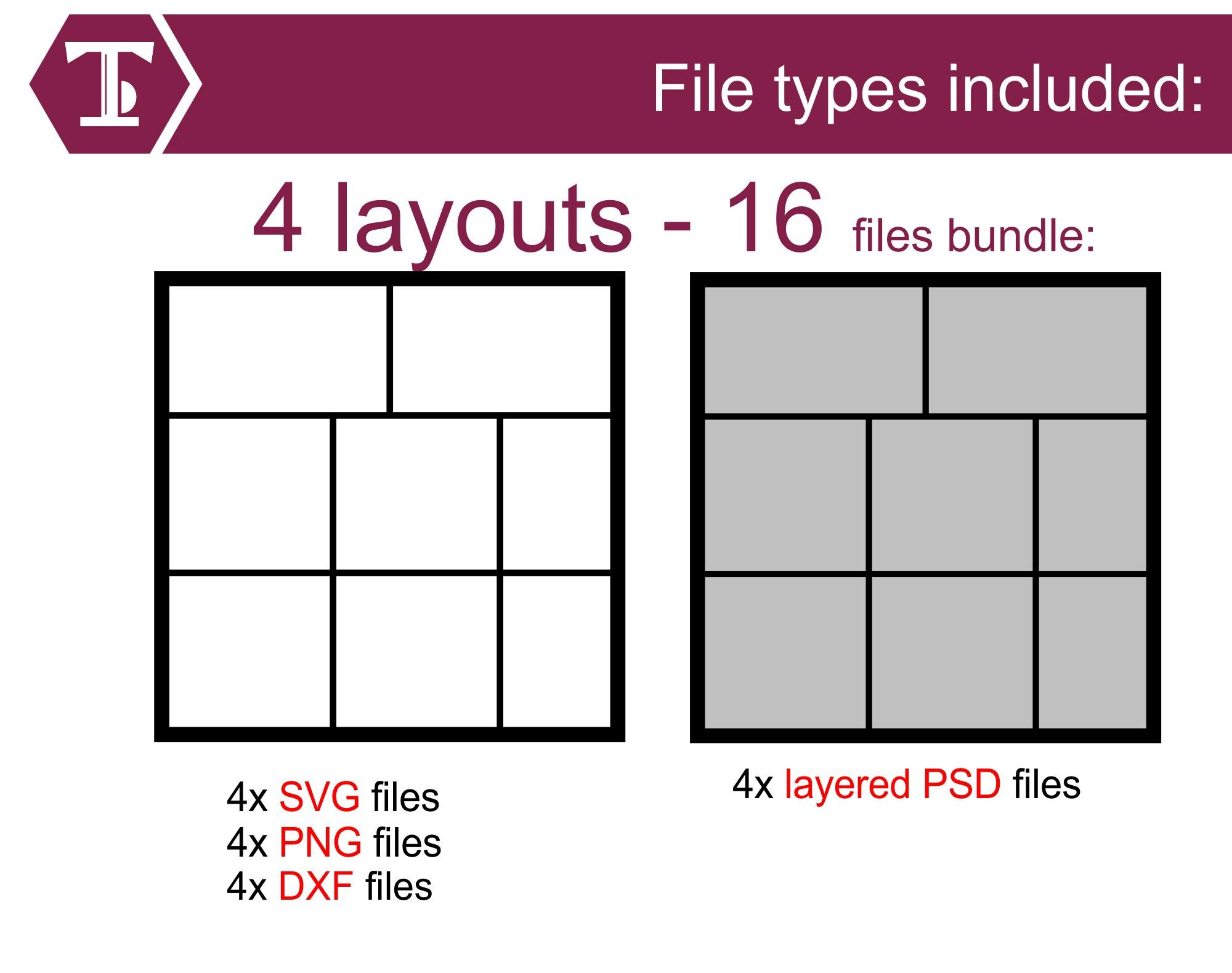 Scrapbooking Collage Templates: Multi-photo Grid, 12x12 Layout (SVG ...