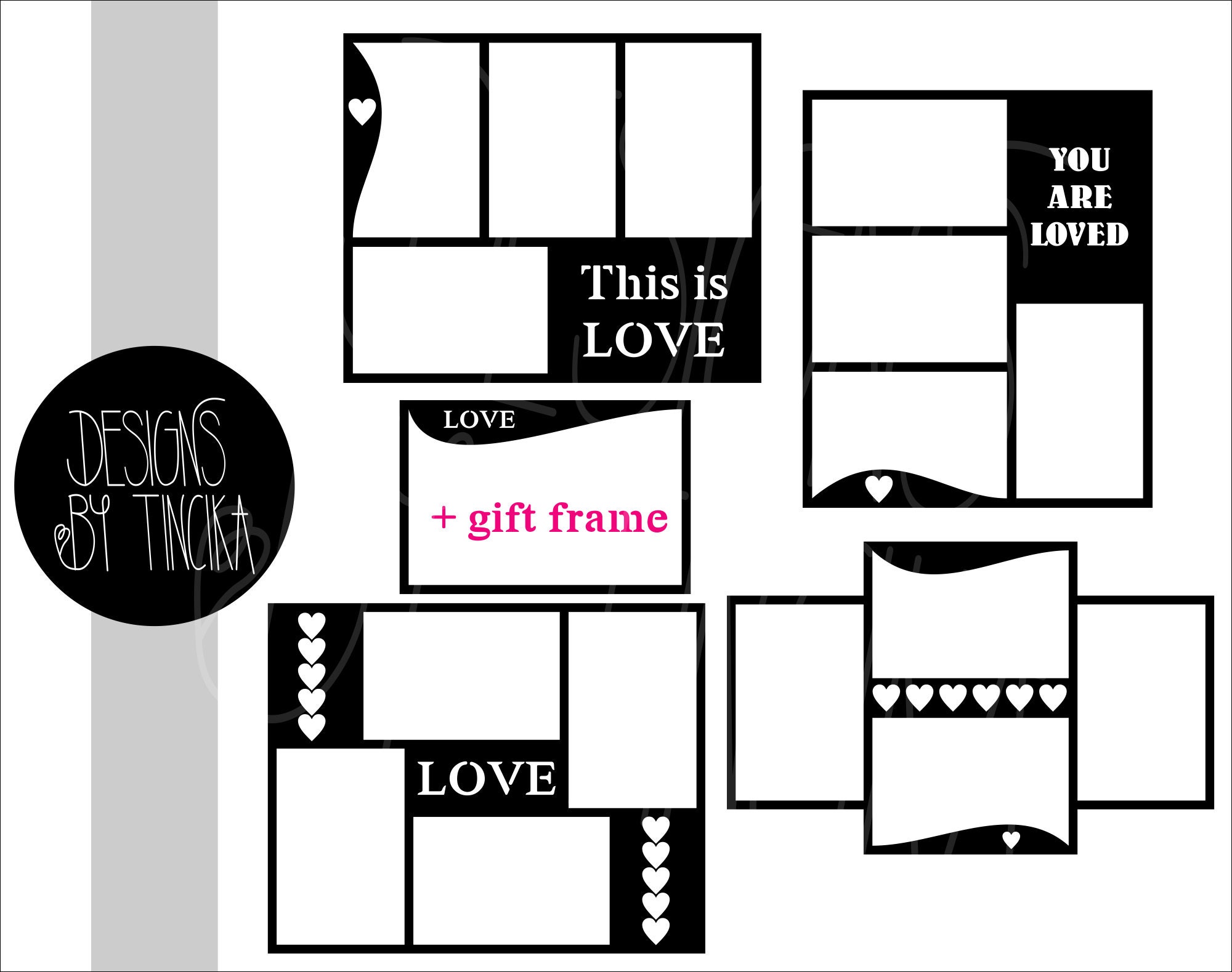 Pictures Collage Frame SVG and PNG Bundle Love. Files for Etsy Australia