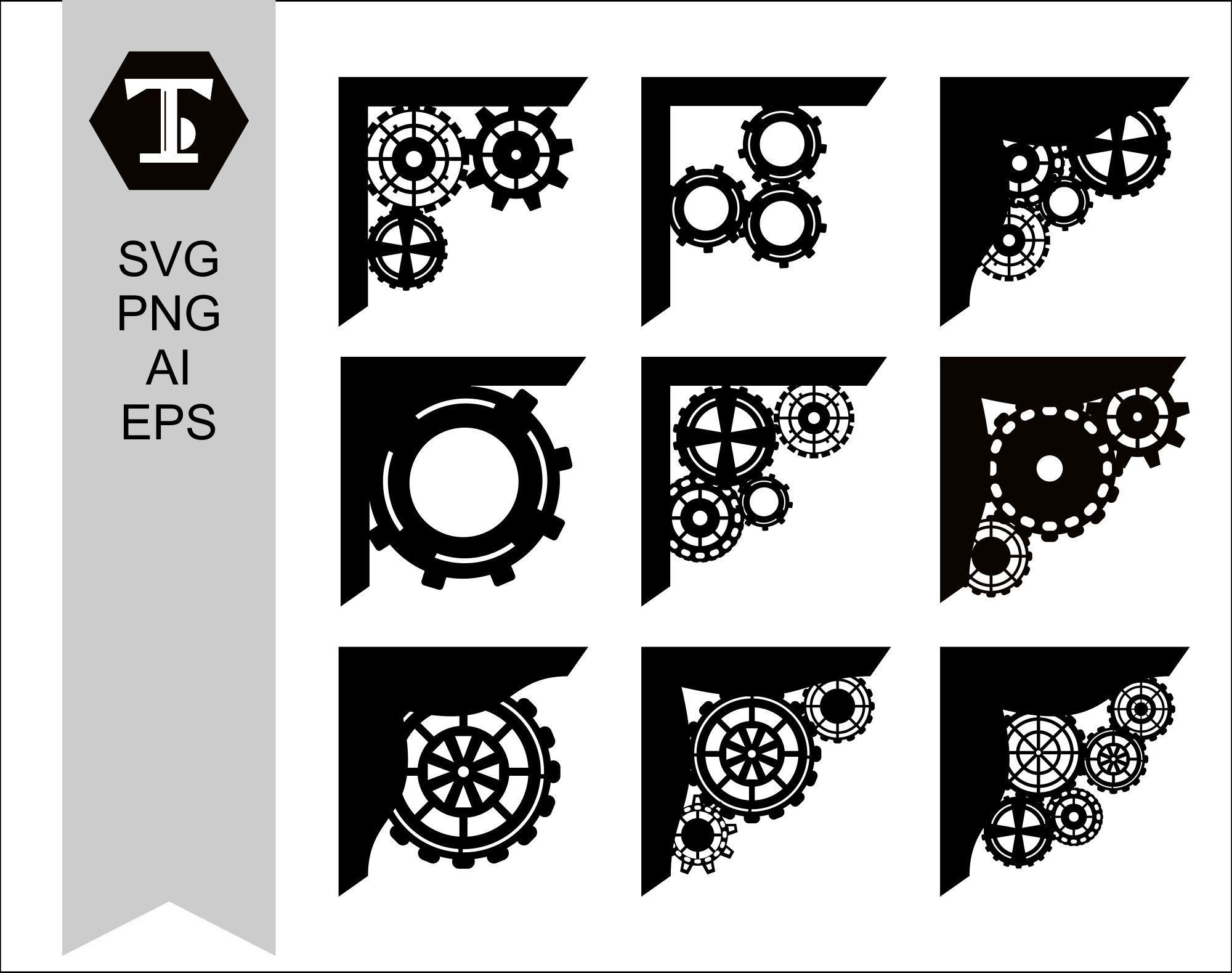 Steampunk Gears Corner SVG. Photo Overlays Decorative Corners Etsy Canada