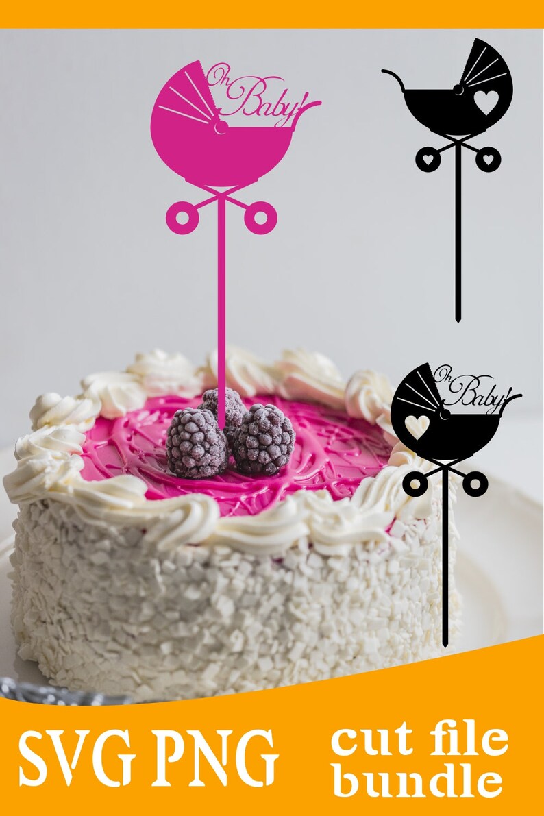 Cake Topper Baby Shower SVG PNG Bundle Baby Carriage Etsy
