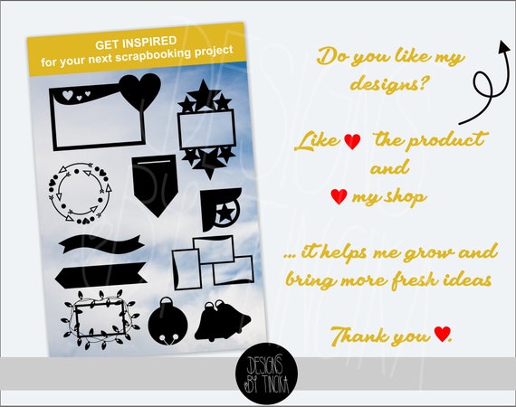 Shaker cake topper templates bundle comes with 8 shapes.