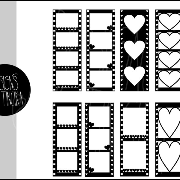 Picture frame SVG - film strips with hearts bundle.