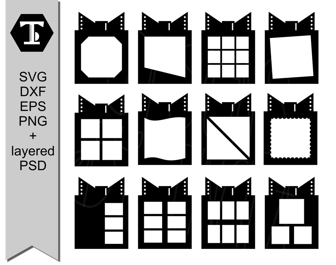 Gift Box Picture Frame Templates Layered PSD SVG Dxf Png Etsy