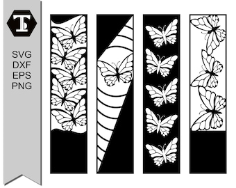 Cute Butterfly SVG Bookmark, 4 Designs Laser Cut Files. Creative Digital Templates for DIY Gifts, Thank you cards, and All Your Craf Project