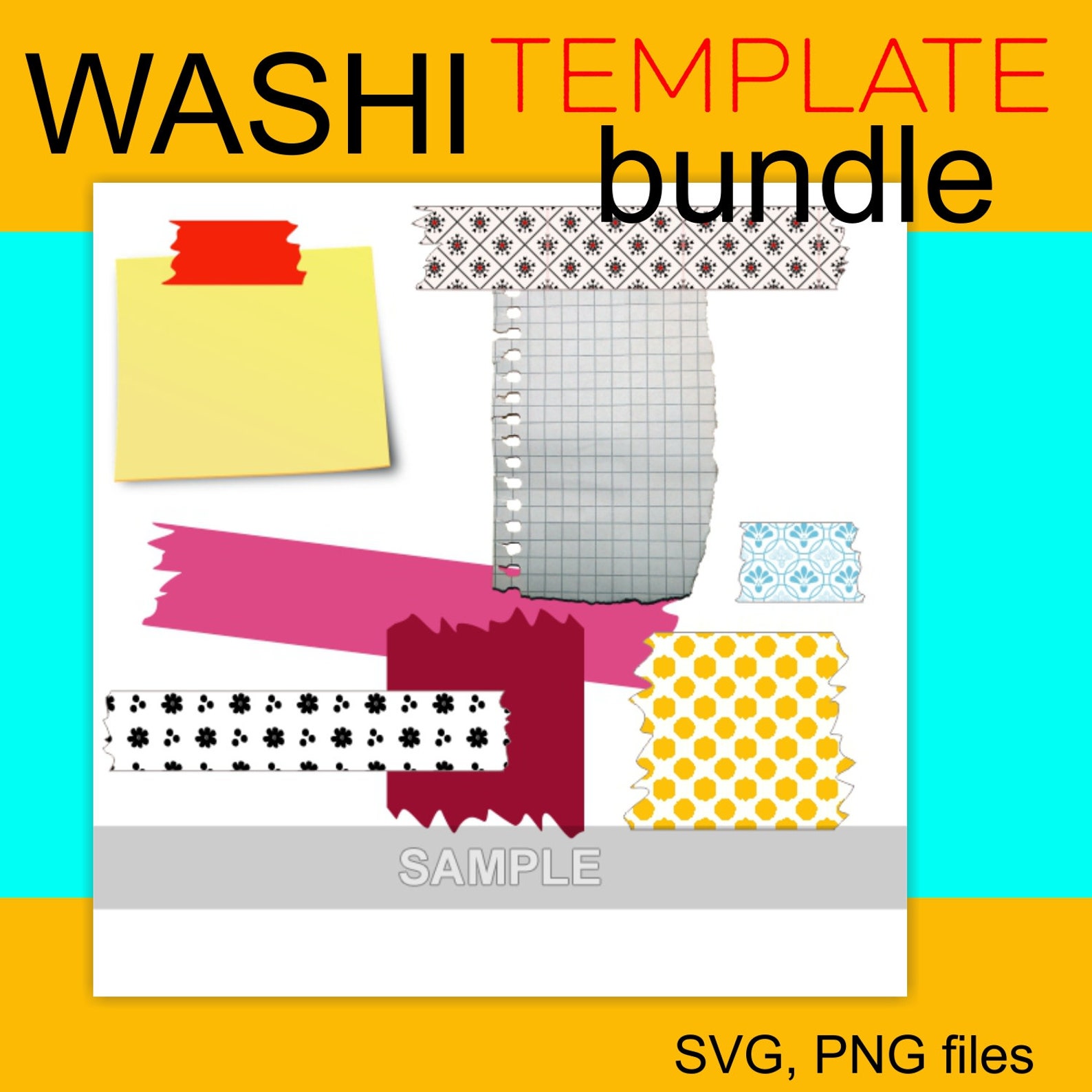Washi Tape Clipart Template, SVG and PNG Bundle. Make Your Own Designs ...