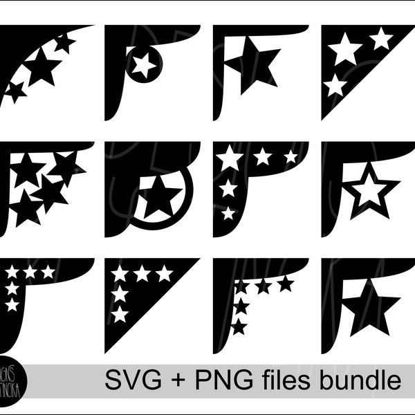 Photo overlays decorative corners, SVG and PNG bundle 3 - stars